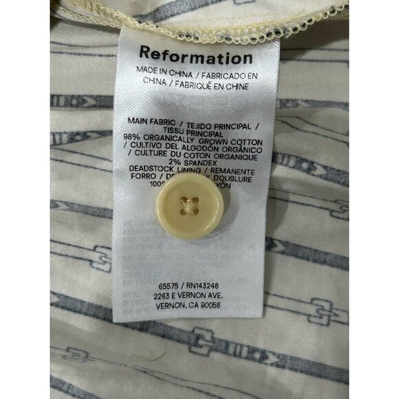 Reformation Yellow Black Striped Button Down Sundress Spaghetti Straps Sz 8 - Picture 6 of 9